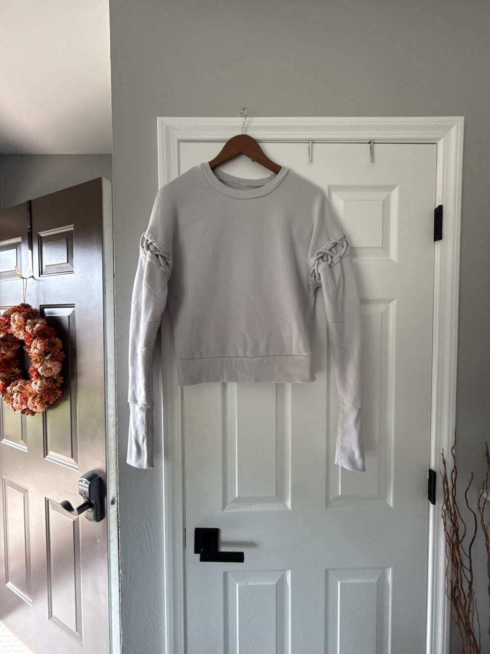 Alo Yoga Lace Up Back Pullover Sweatshirt Grey